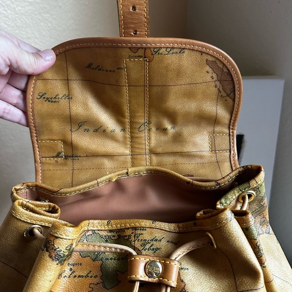 Alviero Martini Vintage Map Print Leather Backpack - Picture 6 of 11